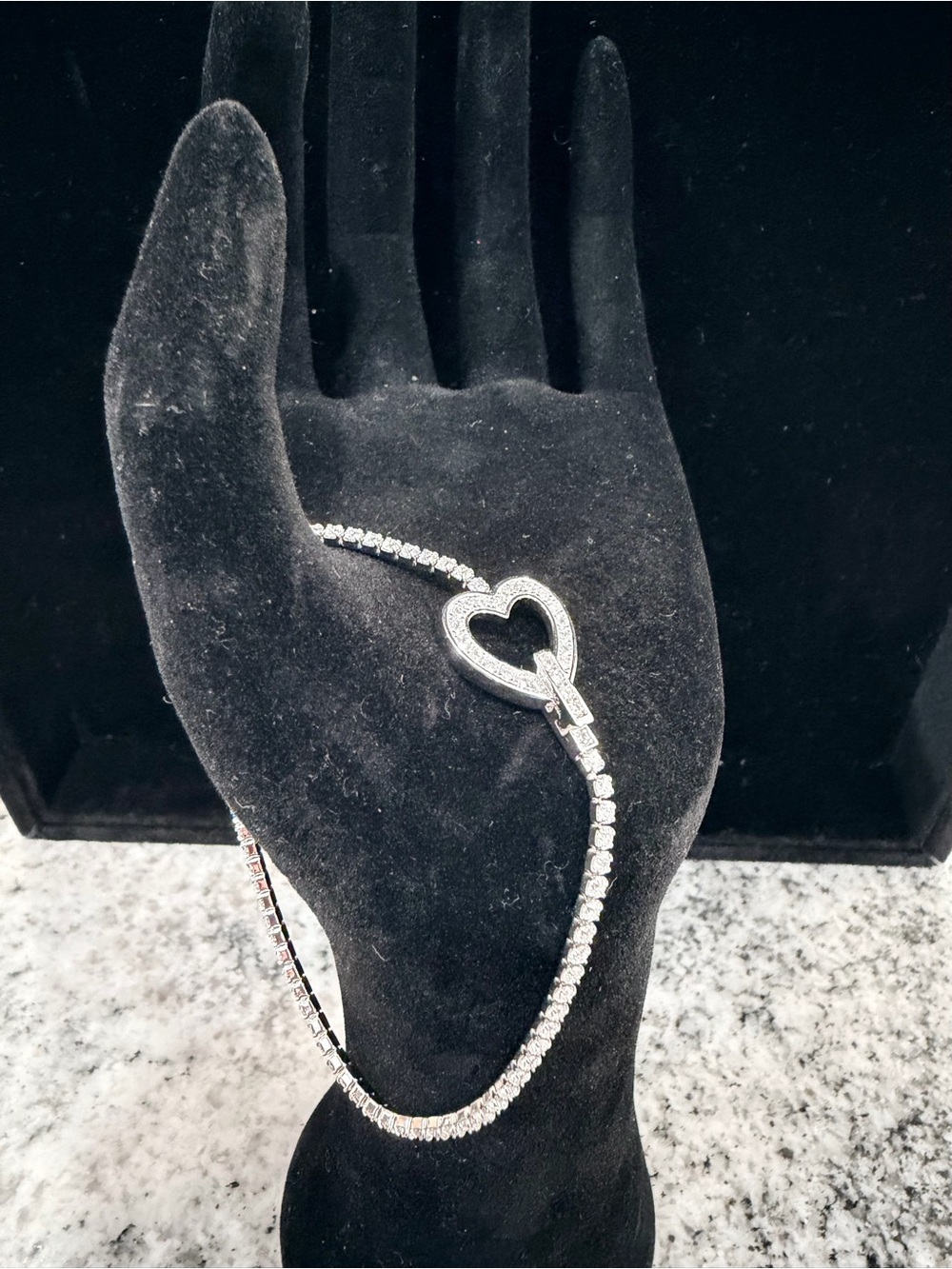 Moissanite Tennis Bracelet with Heart Clasp in 925 Sterling Silver